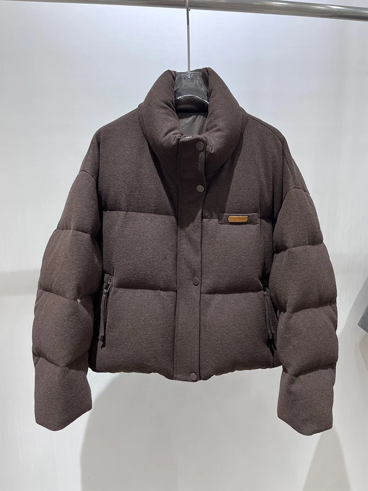 

New Women Winter Real Natural Cashmere Wool Goose Down Jacket Puffer Jackets Thick Female Outwear Coat