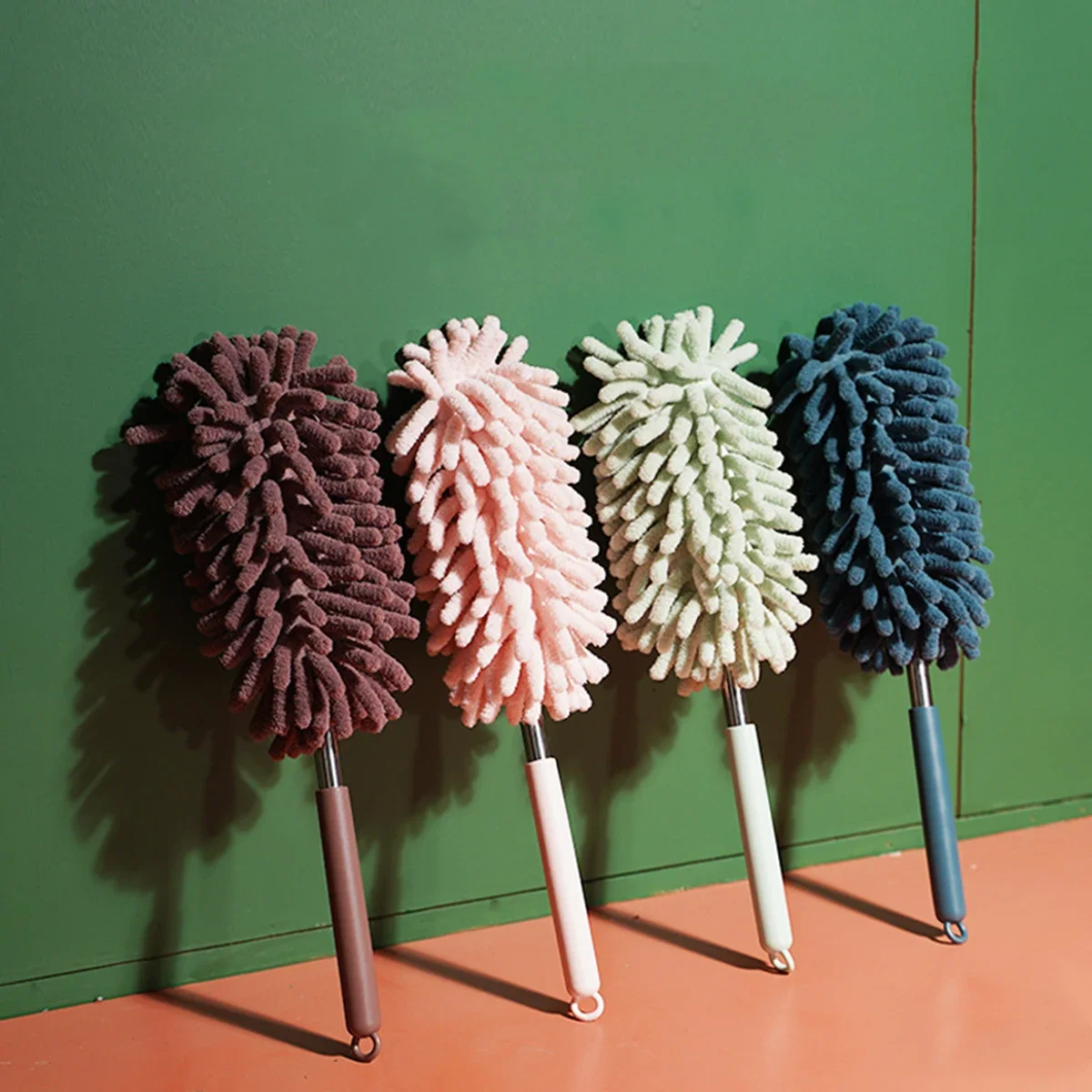 1pc-Washable Mini Telescopic Duster with Extendable Handle - Soft Chenille, Lint-Free, Multifunctional for Efficient Cleaning