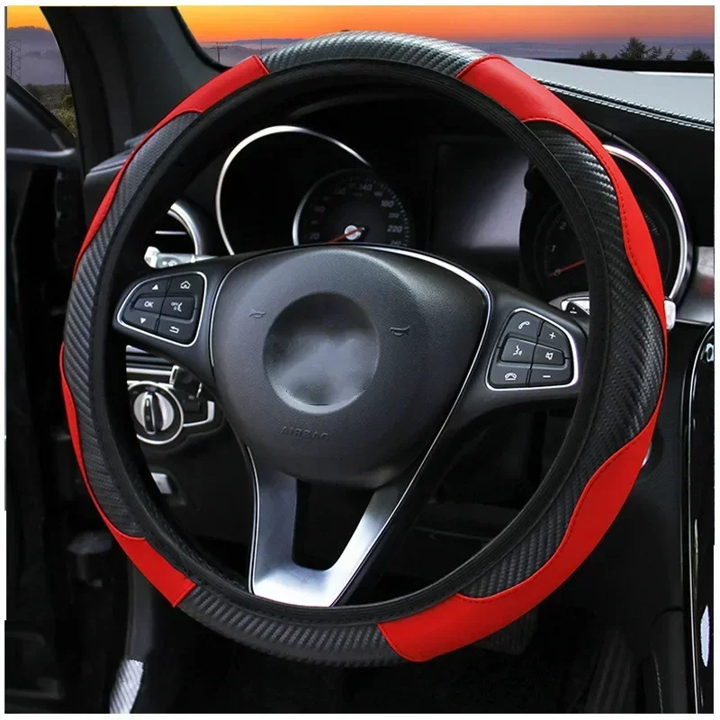 Universal Leather Car Steering Wheel Cover for Toyota Corolla Yaris Auris CHR Camry Prius RAV4 Highlander Anti-Slip Dust-proof