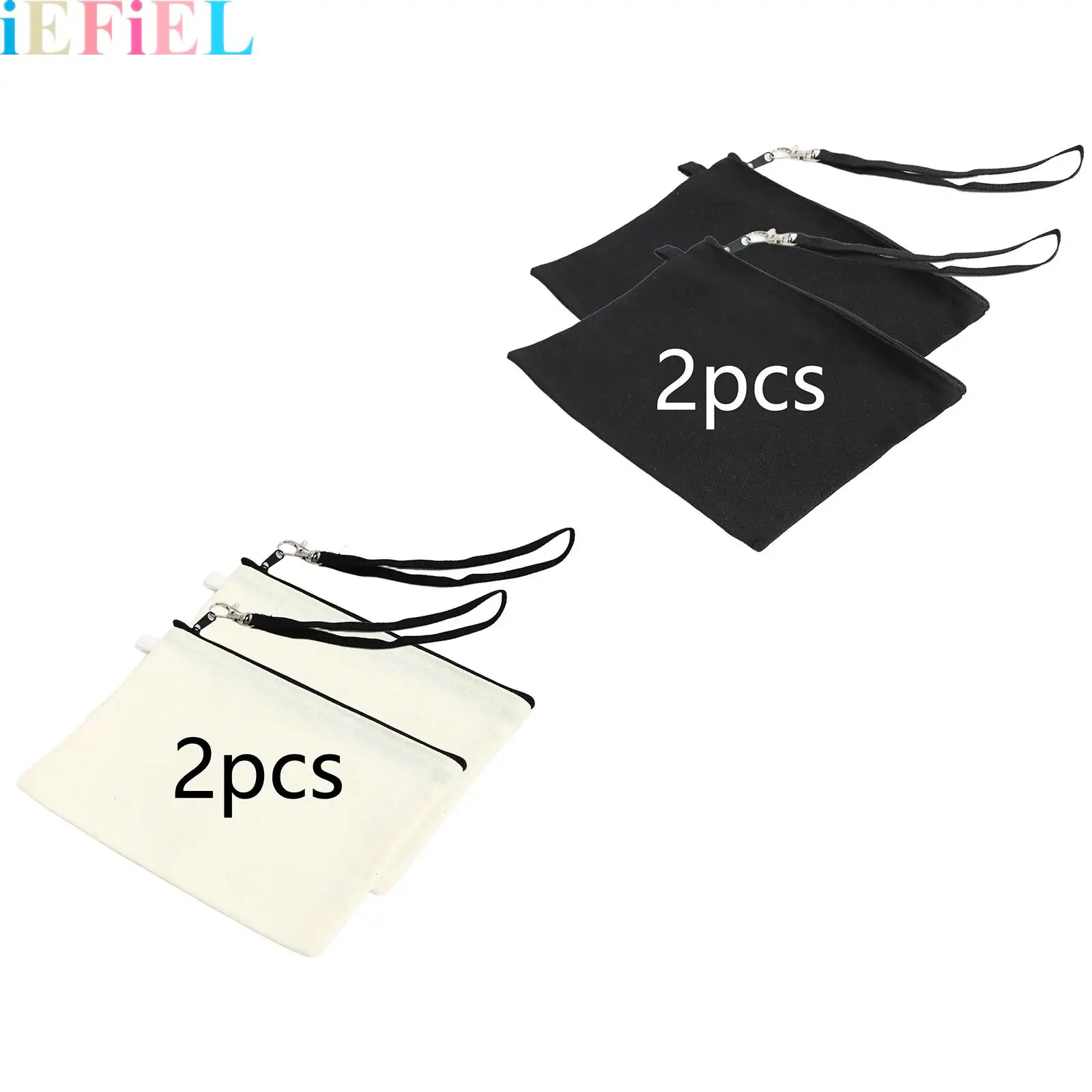 

2Pcs Canvas Pencil Pouch Makeup Bag Cosmetic Bags with Zipper Pencil Case for School Organized Travel