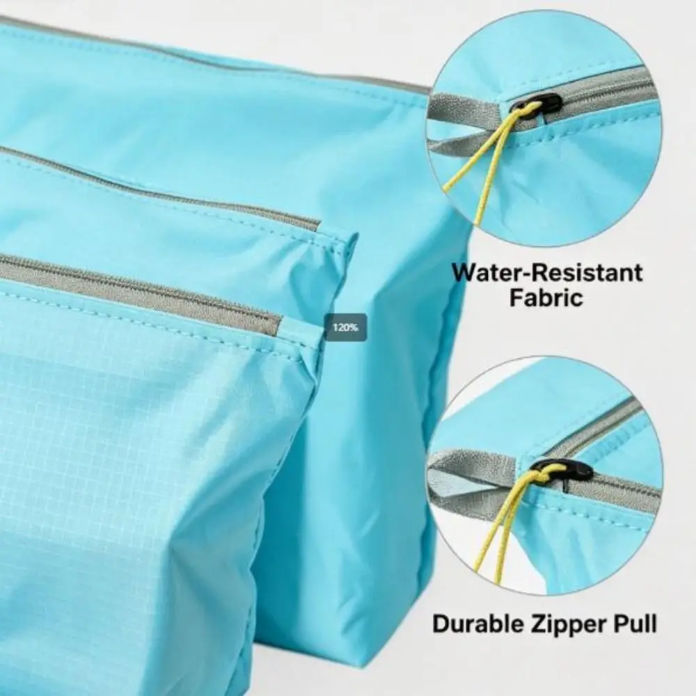 Large Capacity Toiletry Bag Waterproof Portable Makeup Bag Hanging Hook 20*5.5/45x33cm Polyester Clothing Zipper Storage Bag