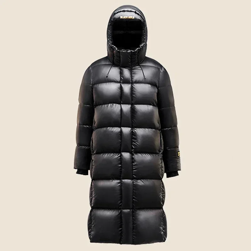 Jaqueta longa masculina de inverno, jaqueta impermeável de penas de ganso, casaco feminino de alta qualidade com capuz e penas