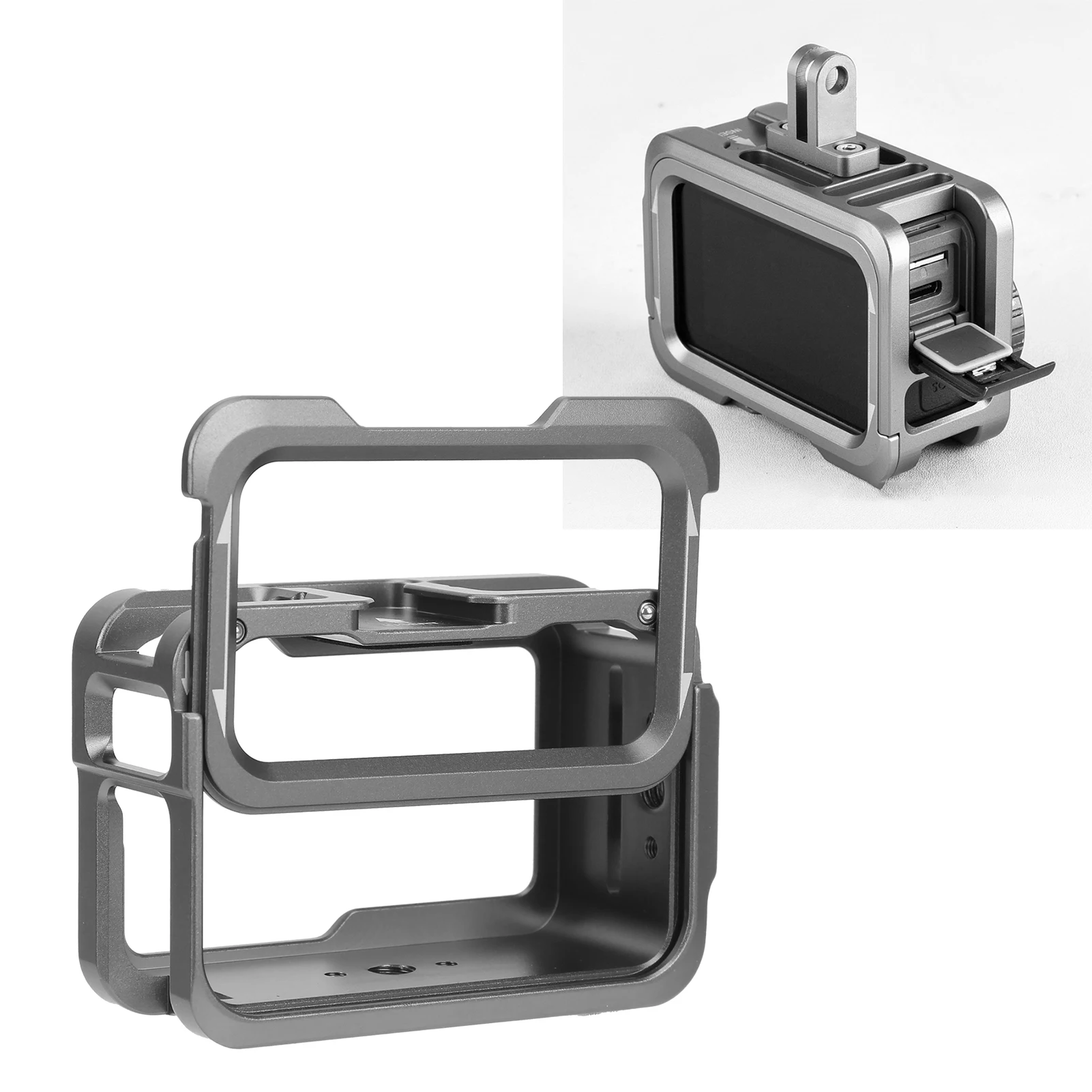 Action Camera Housing Case Aluminium Alloy Case for OSMO Action Camera Housing Shell Case Protective Cage with 2 Cold Shoe Mount