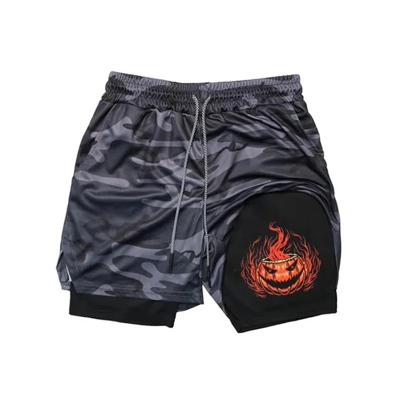 Workout Harajuku Jogging Double Deck Summer 2-in-1 Gym Men's Running Shorts Slow Running Casual Sportswear Fitness Double Layer