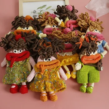 창의적인 크로셰 인형 키체인, 뜨게 재미있는 소시지 입 디자인 키체인, 크리스마스 선물용 귀여운 키링, 보관 가방 포함