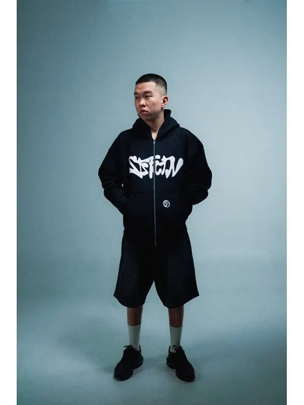 

Craer Hooded Sweatirt Fce Loose Street Rap Old School American West Coast Zipper Hooded Jaet Youth Casual Long Sve