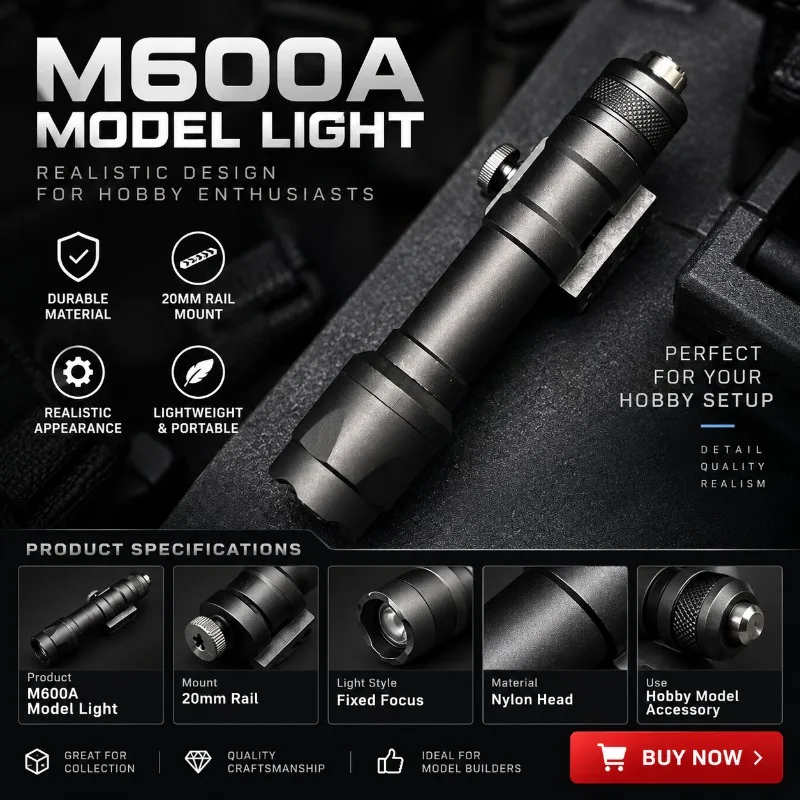High Brightness M300A Model Flashlight Requires Remote Switch for Operation Hobby Fitting
