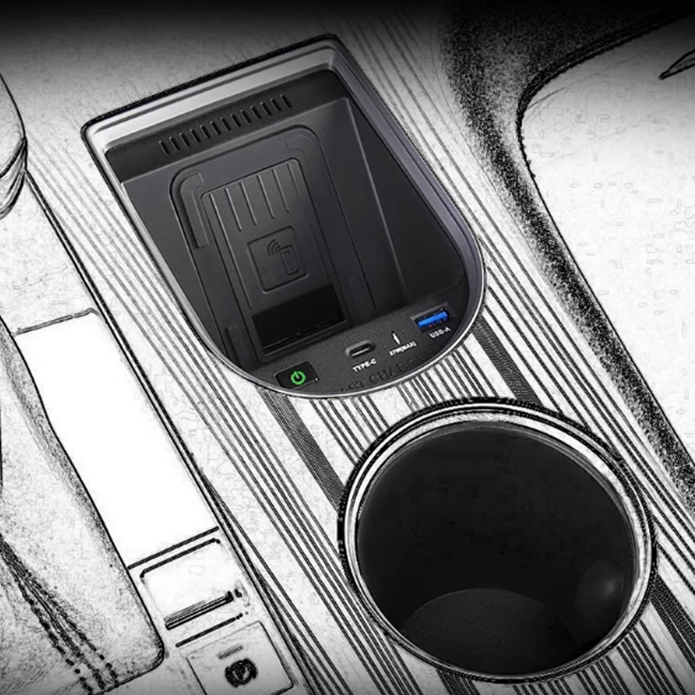 15w Car Wireless Charger For Toyota Sienna 2021 2022 phone Holder mount USB c Fast charging Ambient light interior Tuning