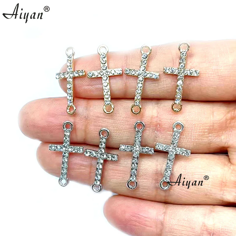 50 Pieces Religious Dot Drill Cross Double Orifice Fittings Steel And Kc  Gold  Plating  Can  Be  Handmade  Into  A DIY Bracelet