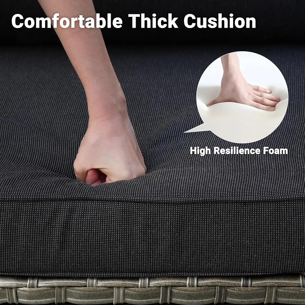 3 Pieces Patio Swivel Chairs With Side Table, Outdoor Wicker Rochairs Of 2 With Comfy Cushions, Rattan Glider Rocker Bistro Set