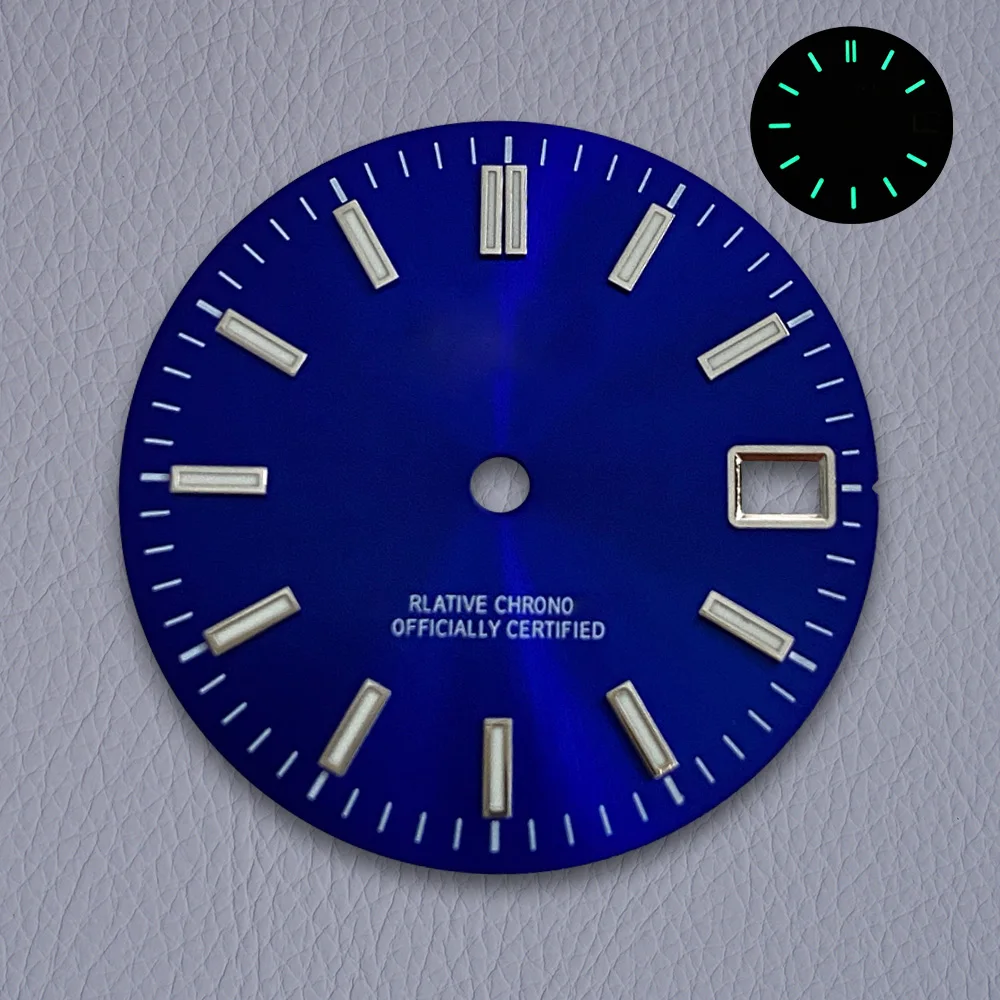 28.5mm S Logo Sunray Dial Fit NH35/NH36/4R/7S Japan Movement Green Luminous High Quality Watch Modification Accessories