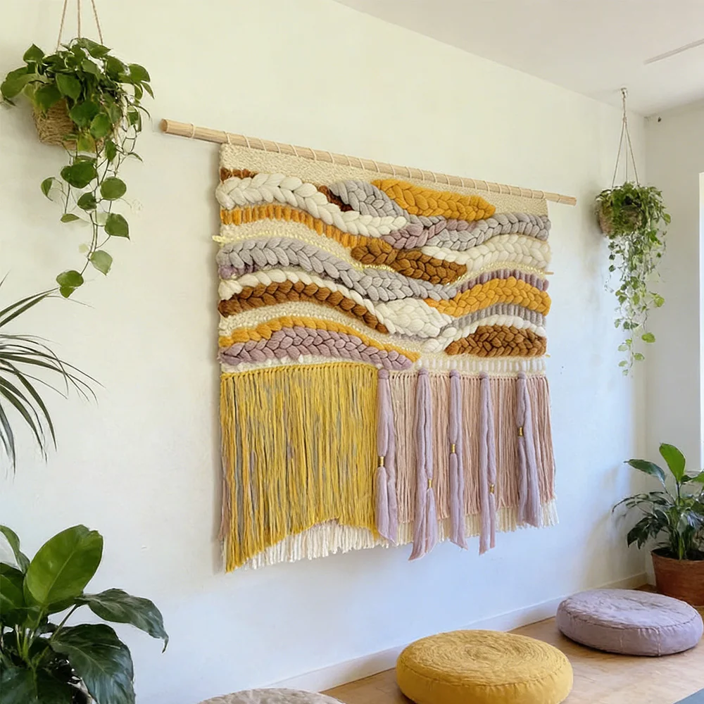 %ss OEM Luxury Hand Knotted Layered Fringe  Wall Hanging for Boutique Hotel Suites & Wedding Backdrops~*