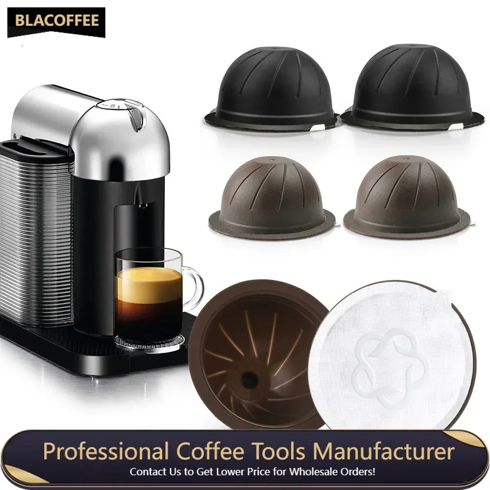 

Coffee Capsule Nespresso Vertuo Reusable Coffee Pods K-Cup Espresso Coffee Empty Capsules with Disposable Aluminum Lids