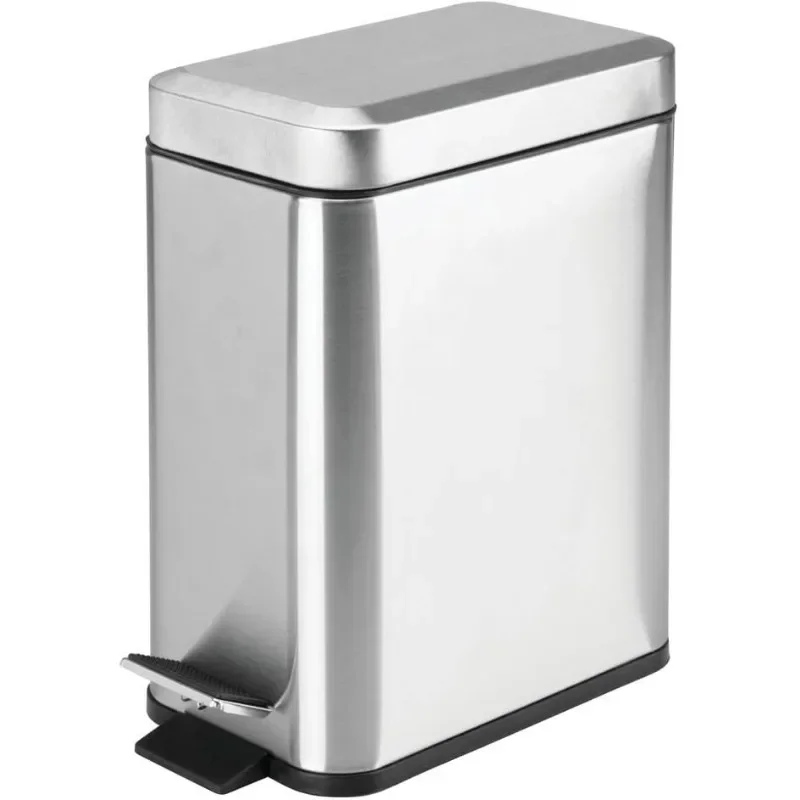 Soft Close, Slim Trash Can 1.6 Gallon with Anti - Bag Slip Liner and Lid, Use as Mini Garbage Basket, Slim Dust Bin