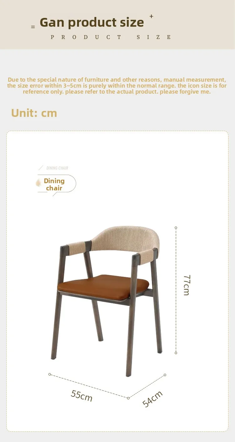 Silla nórdica de cuerda para hogar, restaurante, comedor, hotel, respaldo simple de madera maciza, cafetería, tienda de té de la leche, bolsa suave