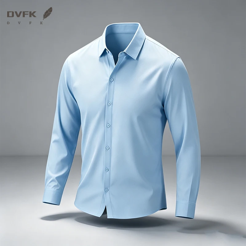 Men Wrinkle Resistant Long Sleeve Dress Shirt Formal Business Stretch Breathable Office Top