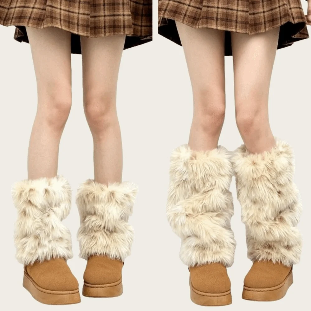

Soft Sweet Faux Fur Furry Leg Warmers Thickened Foot Cover Long Tube Sock JK Japanese Style Lolita Boots Cover Spicy Girls