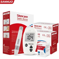 Sinocare Safe Accu CE Blood Glucose Meter Test Strips Lancets Glucometer Kit Medical Device for Diabetes Sugar Test