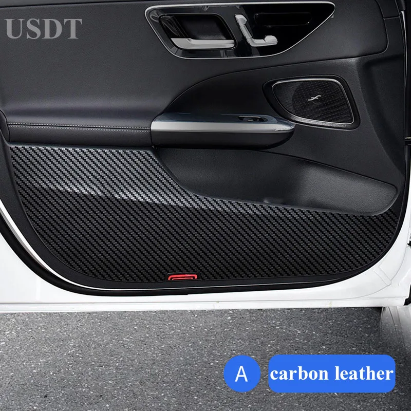 For Mercedes Benz C Class W206 C200 C220 C260 C300 2020 2022 2023 2024 2025 Leather Carbon Fiber Sticker Door Anti Kick Cover