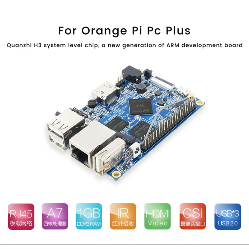 

For Orange Pi PC Plus Allwinner H3 1GB DDR3+8GB EMMC Development Board+Shell+Cooling Fan+Heat Sink+Power Supply(US Plug)