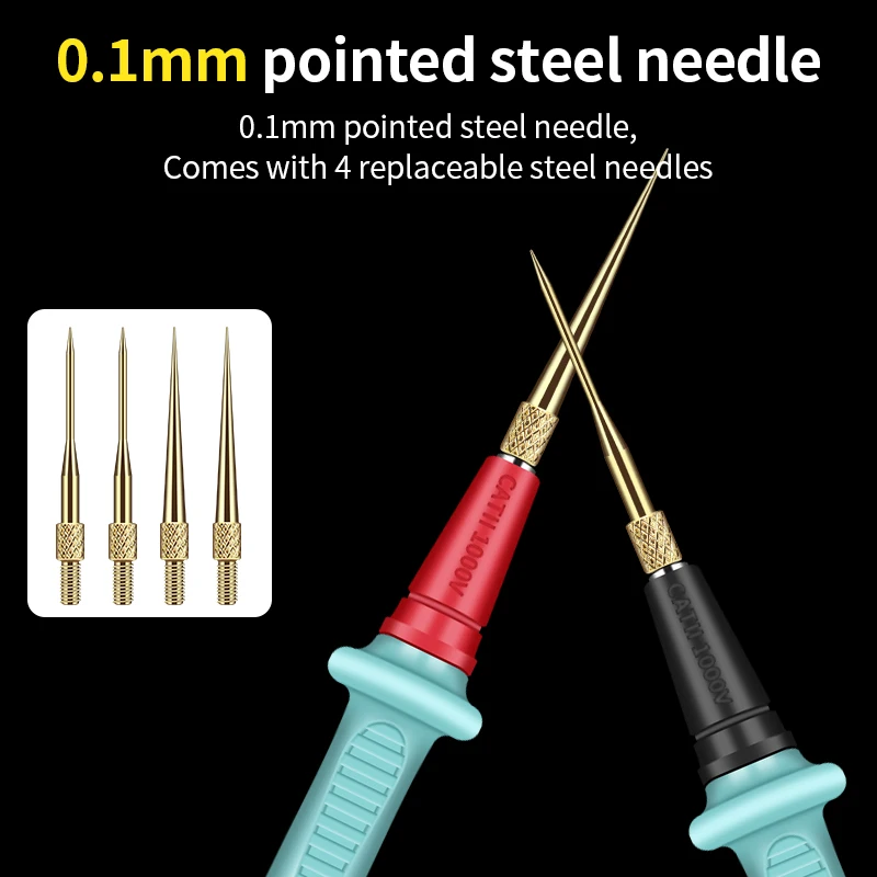 Imagem -02 - Luxianzi Caneta Multímetro de Conjunto de Pontas de Teste de Silicone Sonda Banhada a Ouro Substituível de 0.1 mm para Multímetro Digital Aço Inoxidável