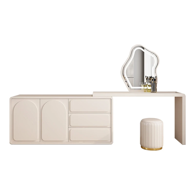 

Luxury European Style MDF Wood Bedroom Furniture With Smart LED Mirror New Home & Hotel Use Dressing Table Hot Sale