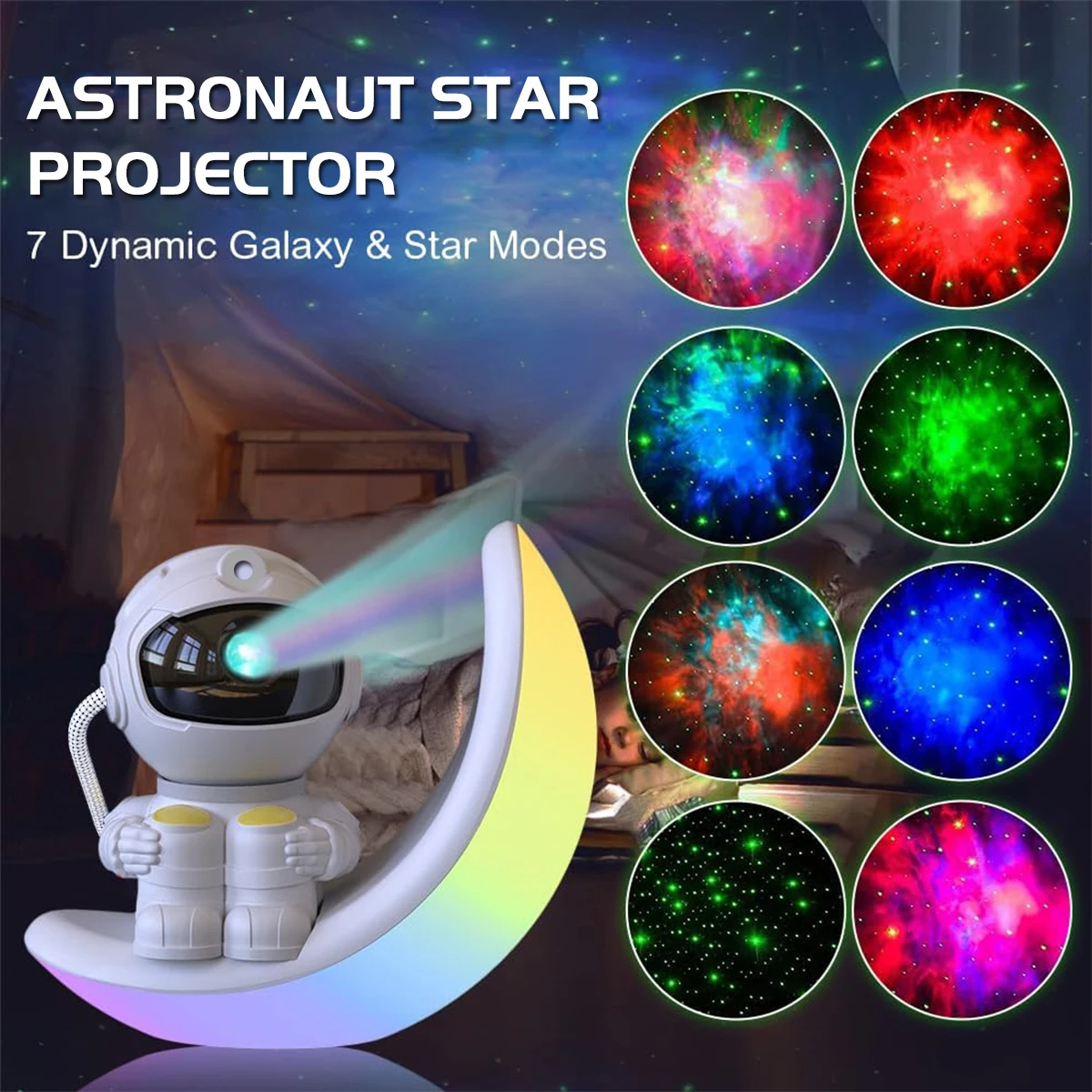 Astronaut Galaxy Star Projector Night Light 360° Space Man Colorful Moon Buddy Starry Nebula Ceiling Projector Sky LED Starlight