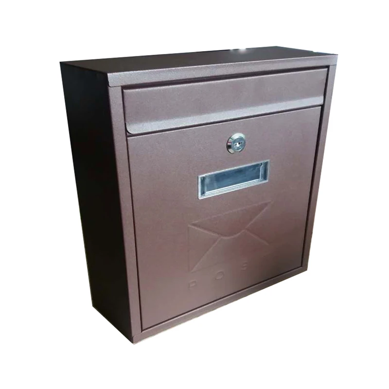 Wall Mounted Metal Box Letter for Home Modern Mailbox Lock Key Black and Brown