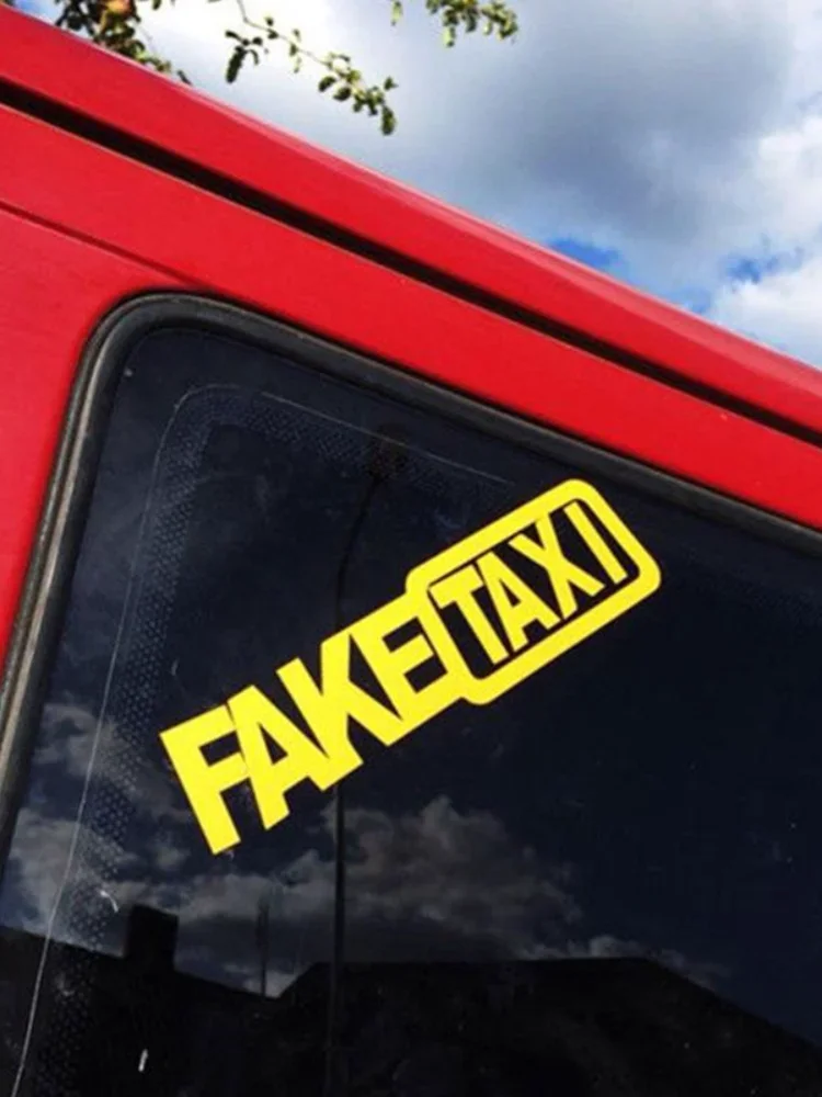 15cm FAKE TAXI Car Decal Emblem Self Adhesive Vinyl Decoration Accessories Sticker Personality, Motorcycle Stickers Cute, PVC