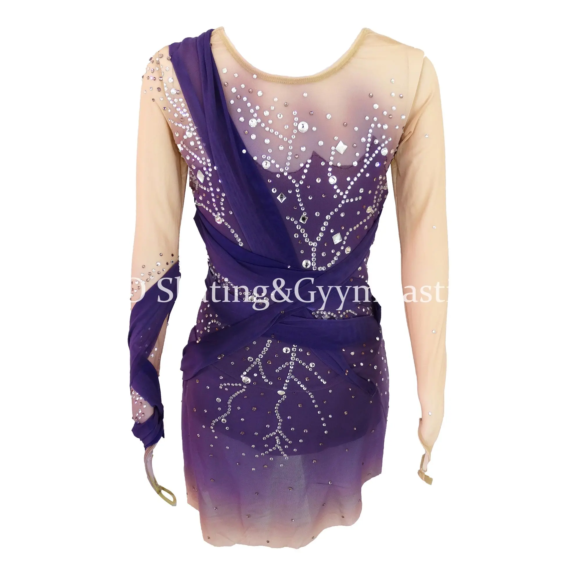 

Ice Figure Skating Dress Women Girl Competition Latin Gray Purple Rhinestones Teens Skating Dress Female Dancewear Skating Dress