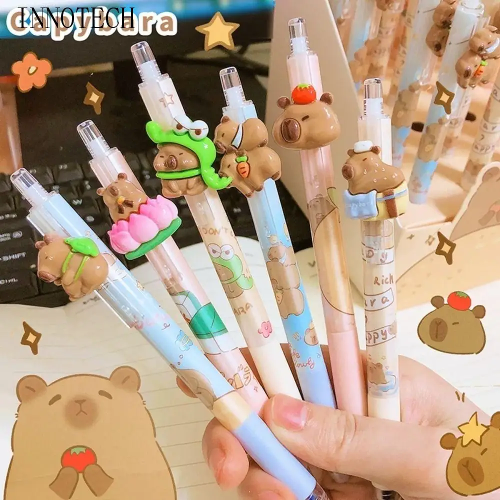 

Креативная гелевая ручка Kawaii Capybara с синими чернилами, стираемая ручка с рисунком, 0,5 мм, перо ST, милая школьная ручка для письма