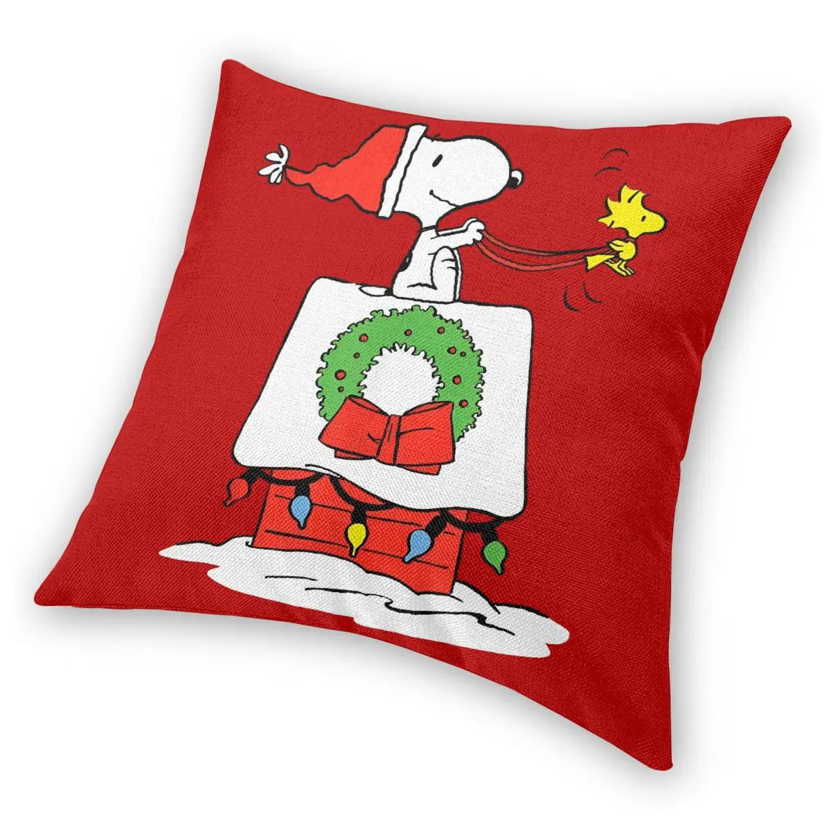 سنوبي وودستوك المخدة المطبوعة غطاء وسادة بوليستر ديكور عيد ميلاد سعيد كيس وسادة غطاء السرير سستة 40X40cm