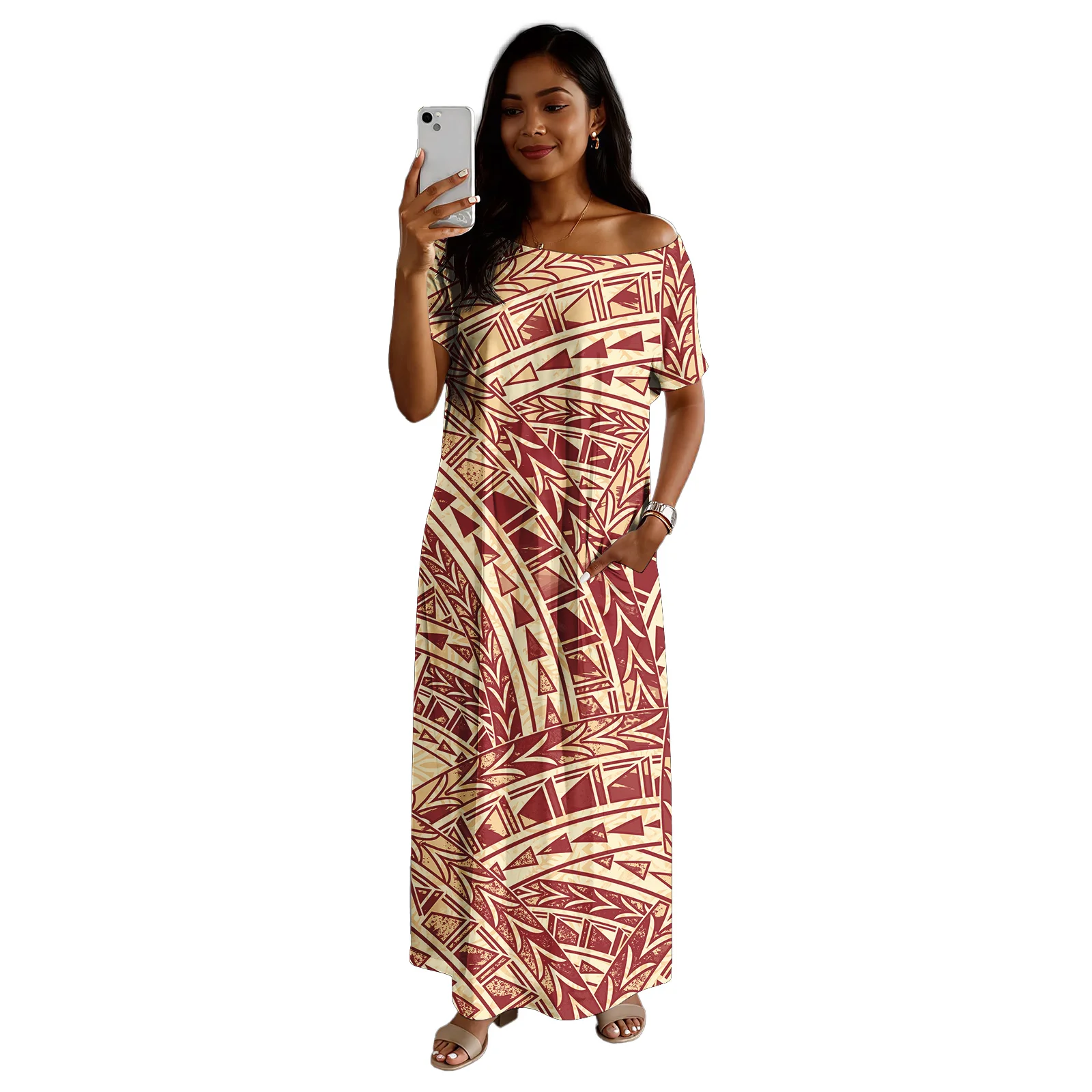 Sublimation Print Sexy Custom Logo Women Clothes Fashion Lady Samoa Dress Polynesian Tribal Skirts Ladies Elegant Hawaiian Dress