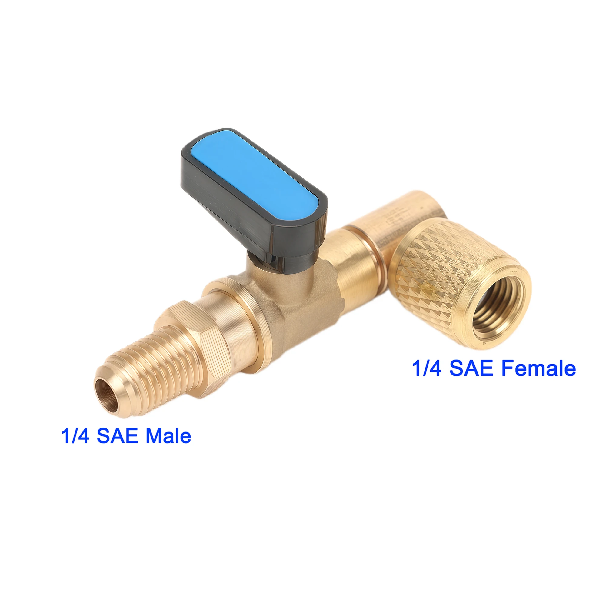 HVAC Right Angle Ball Valve 1/4 SAE, Brass Vacuum Shut Off Valve for R22 R12 R134a R404A Refrigeration AC Service Repair Tool