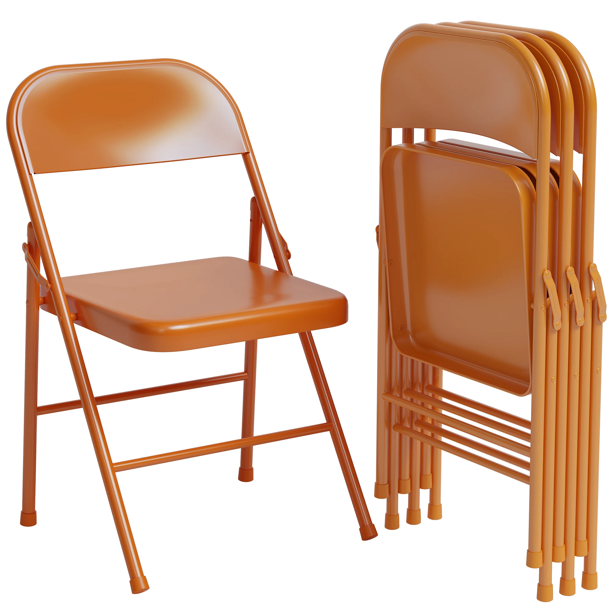 

4-Pack Folding Chairs 350LB Capacity - Heavy Duty Steel Frame & No-Sag Design, Beige Stackable for Dining, Events, Camping