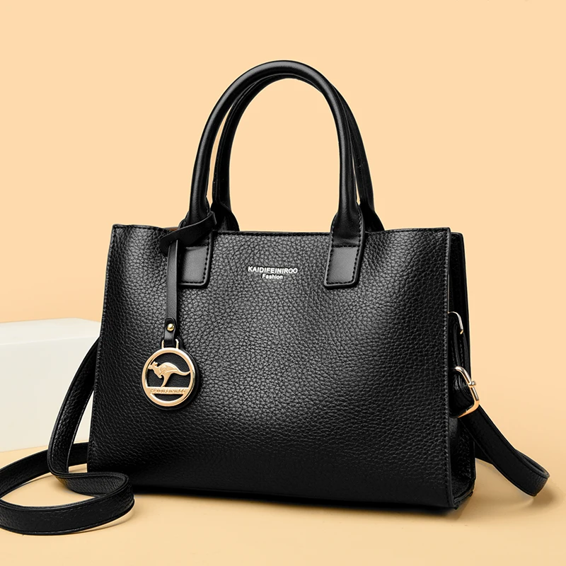 

2025 Новая 3-слойная женская сумка большой вместимости, высококачественная мягкая кожа, модная роскошная дизайнерская сумка через плечо для девочек, кошелек