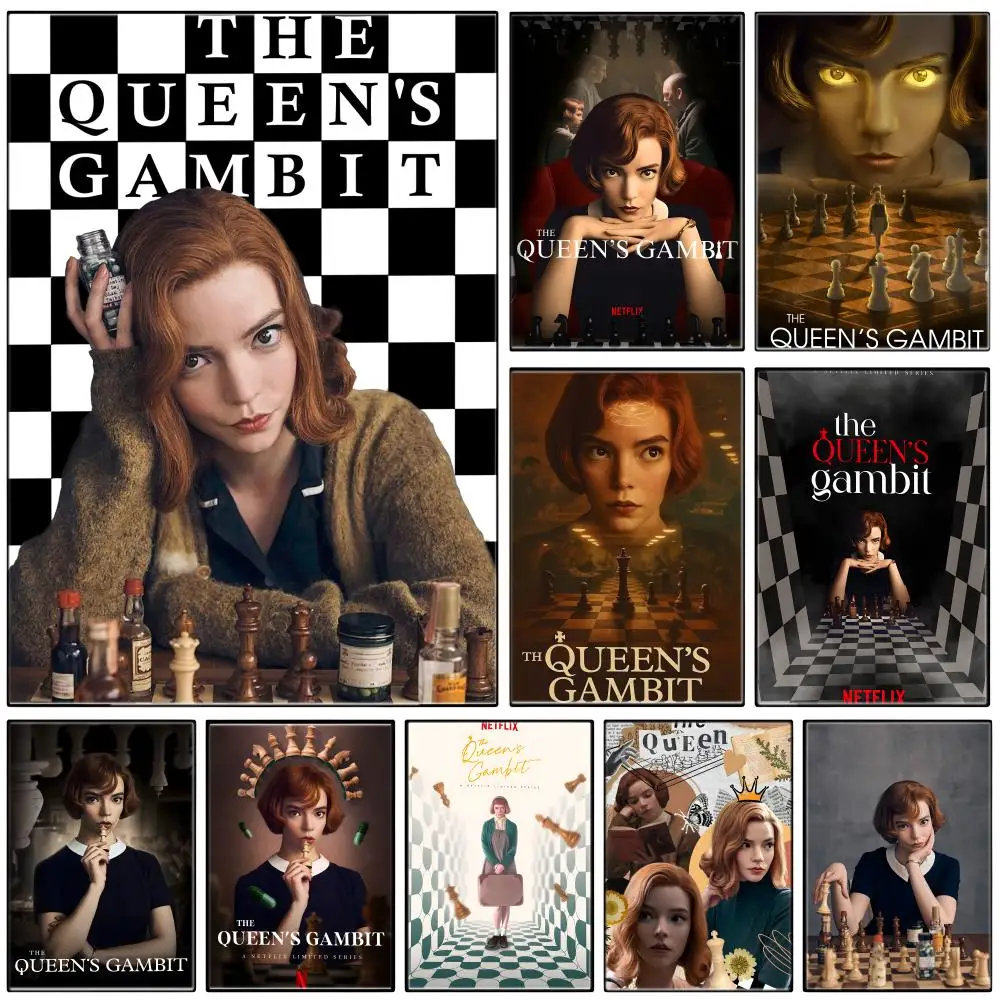 Movie T-The Queens Gambit Poster  Self-adhesive Art Waterproof Paper Sticker Coffee House Bar Room Wall Decor
