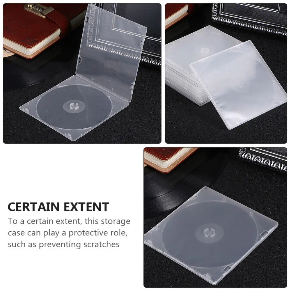 20Pcs Portable PP CD Case Transparent Single Disc Soft Rubber Box Cover Can Be Installed Thin Style DVD Storage Box DVD