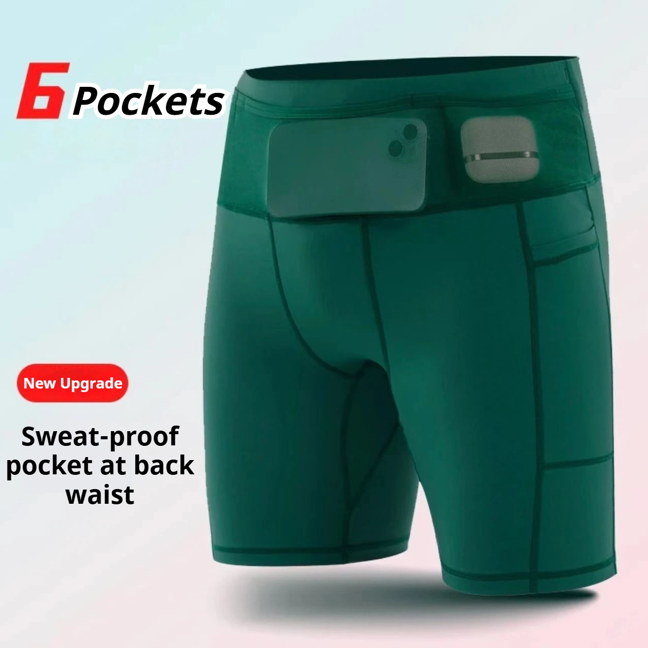 Hombres Mujeres 6 bolsillos compresión cuarto de longitud secado rápido ajuste ajustado pantalones cortos para correr maratón Trail entrenamiento Fitness deportes