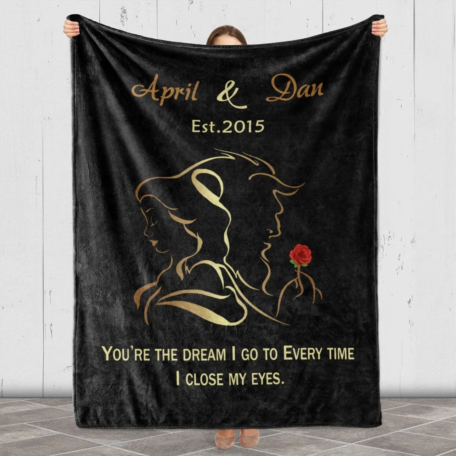 

Names Beauty and Beast Blanket with Customized Couple and Reviews, Ideal for Date Birthday, Anniversary, and Valentine's Day