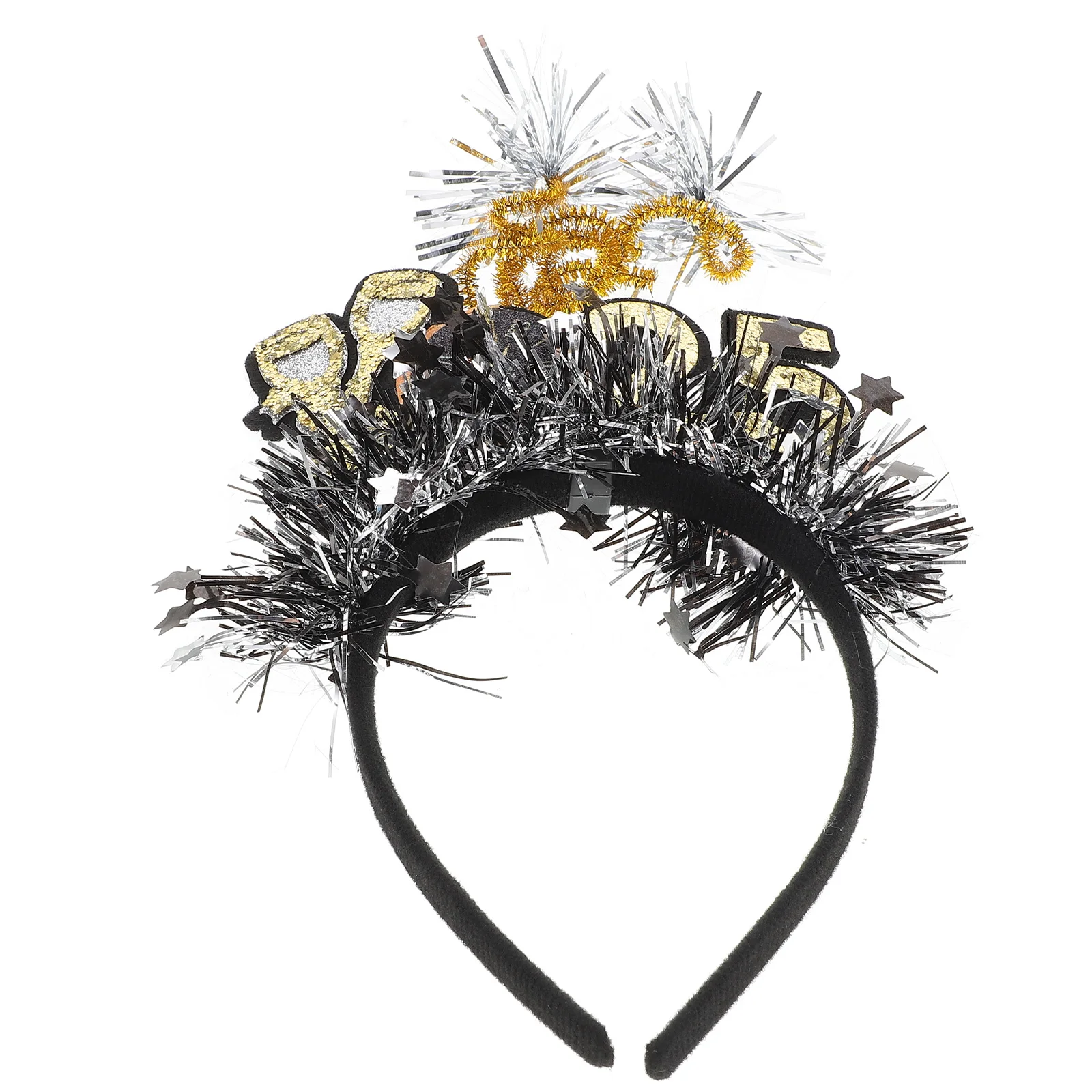 

Happy New Year Headband 2025 Silver Gold Rose Happy New Year Party Supplies for Nye Eve Celebration Decorations