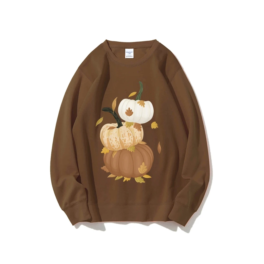 Grafisch sweatshirt Gestapelde pompoenen Herfstbladeren Print Herfst geïnspireerd Y2k Vrijetijdskleding Trendy Harvest Vibe Eenvoudige stijlkleding