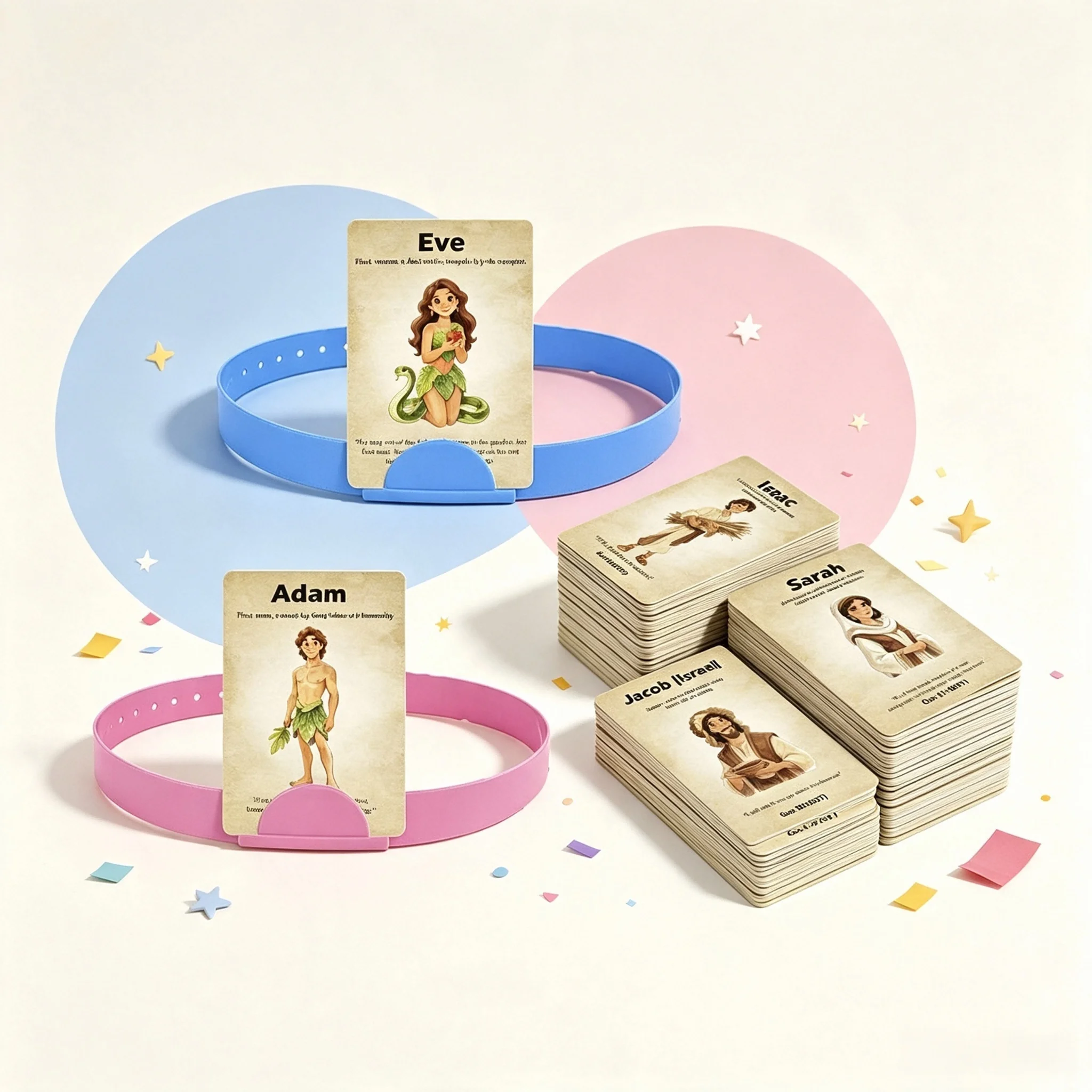 42 Bible Who Am I Cards for Kids with Headbands Board - Bible Characters And Verses Cards Set for Sunday School And Bible Study