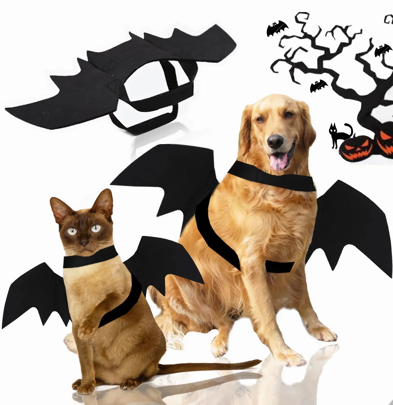 Pet Cat Halloween Clothes Funny Dog Costume Artificial Bat Wing With Bells Puppy Cosplay Prop Personalized Clothing Pet Supplies