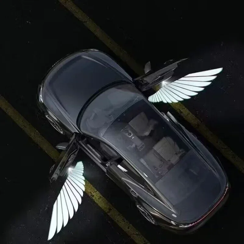 Car Angel Wings WirelessDoor 2Pcs LED HD Welcome Decorative Light Courtesy Bulb Lamp Shadow Cars Projector Accessories Tools