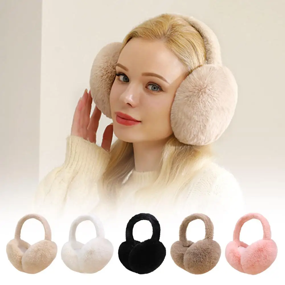 1pc cor sólida macio pelúcia orelha mais quente inverno quente earmuffs earflap capa moda proteção orelha-muffs dobrável ao ar livre c o2z5