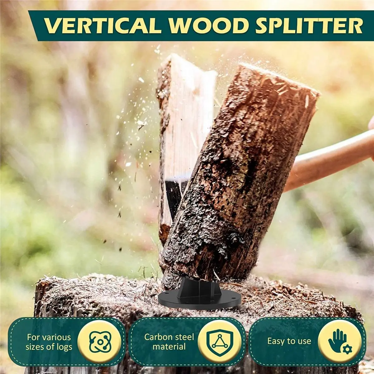 DT57 LATEST MODEL Firewood Kindling Splitter High Carbon Steel Log Splitter Efficient Wood Splitter with 4 Screws Easy to Use Ki