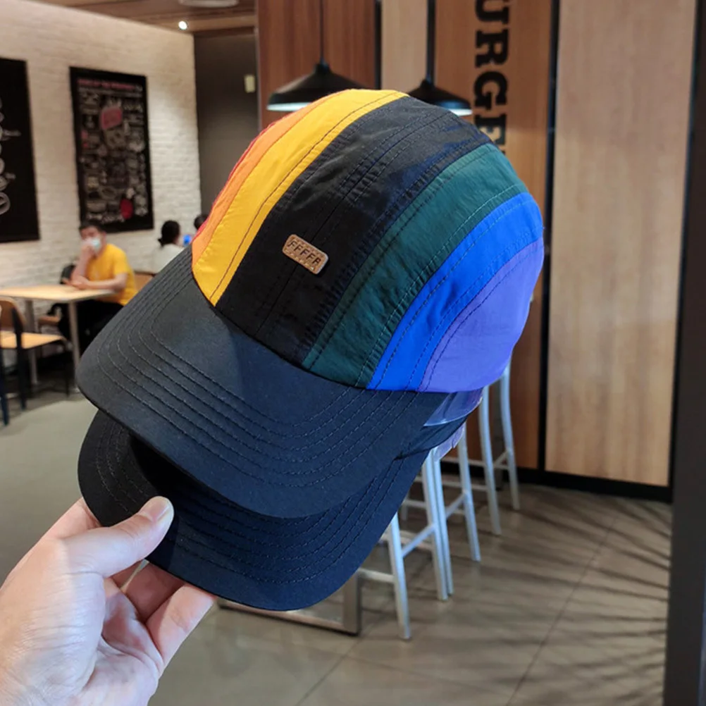 

Rainbow Drawstring Hat Cotton Baseball Cap Ponytail Hole Sunproof Outdoor Activities Walking Cycling Golfing Baseball Cap