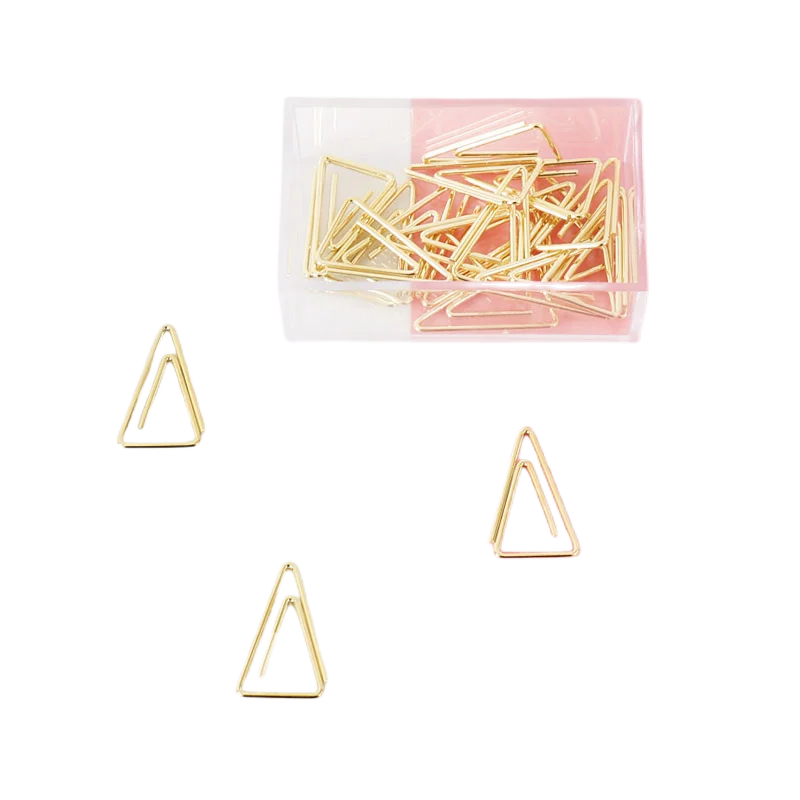 Gold Triangle Paper Clip Metal Pin Simple Modeling cute Stationery Paper Clips Planner Clip Cute Clip Paperclips Lot Clips Metal