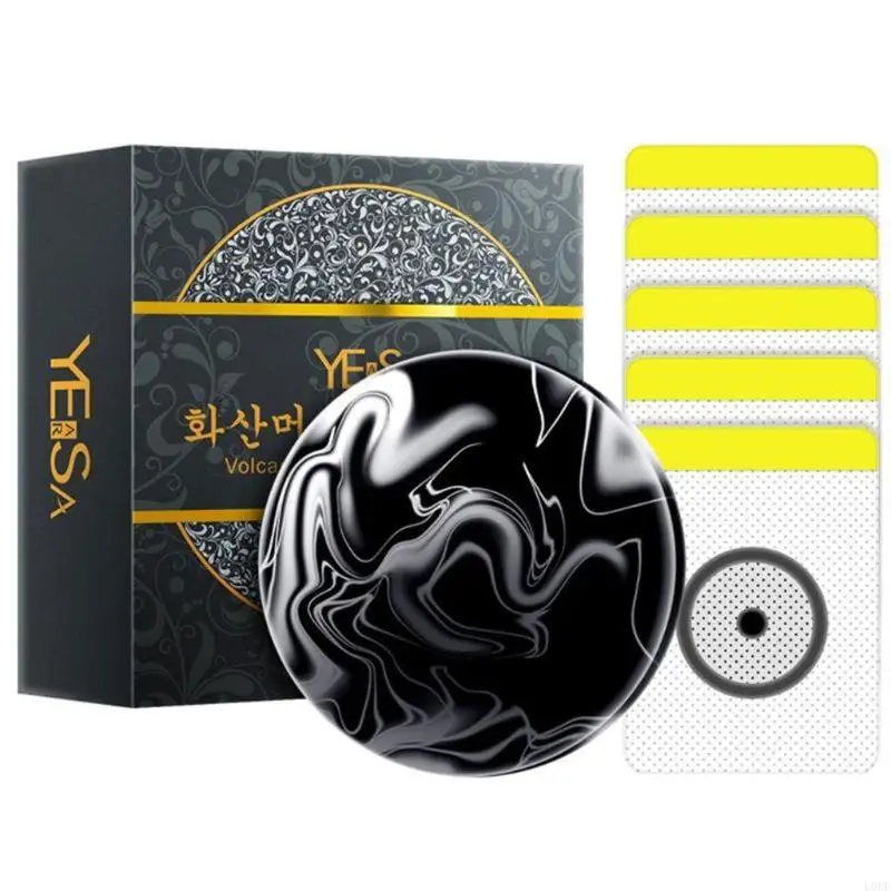 U0DE 60 جرام من الطين البركاني قالب صابون التخسيس مع ملصق السرة يقلل من الانتفاخ وفقدان الوزن وتبييض المعادن المضادة للسيلوليت